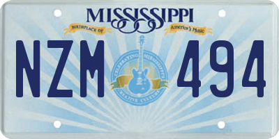 MS license plate NZM494