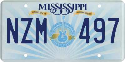 MS license plate NZM497