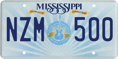 MS license plate NZM500