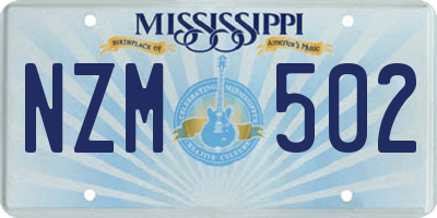 MS license plate NZM502