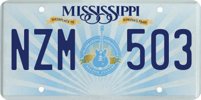 MS license plate NZM503