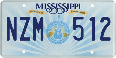 MS license plate NZM512