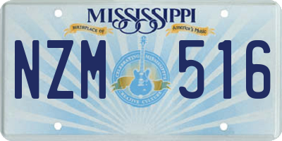 MS license plate NZM516