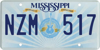 MS license plate NZM517