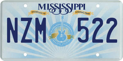 MS license plate NZM522