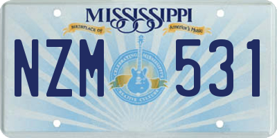 MS license plate NZM531