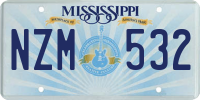 MS license plate NZM532