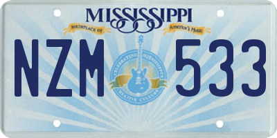 MS license plate NZM533