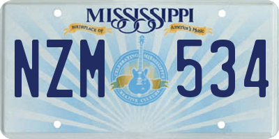 MS license plate NZM534