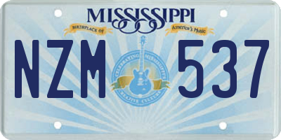 MS license plate NZM537
