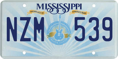 MS license plate NZM539