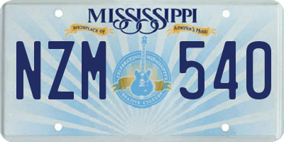 MS license plate NZM540
