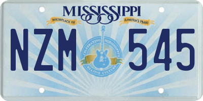MS license plate NZM545