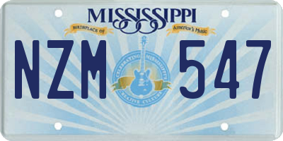 MS license plate NZM547