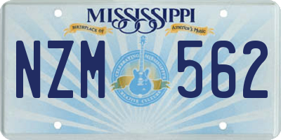 MS license plate NZM562