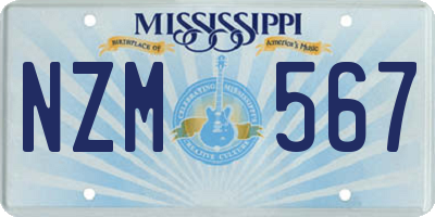 MS license plate NZM567