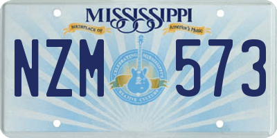 MS license plate NZM573