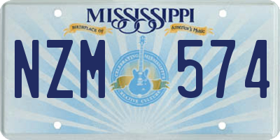 MS license plate NZM574