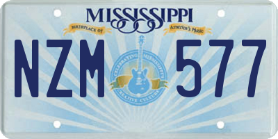 MS license plate NZM577