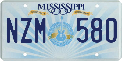 MS license plate NZM580