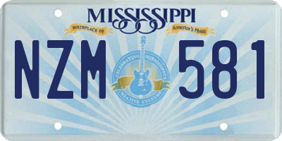 MS license plate NZM581