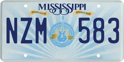 MS license plate NZM583