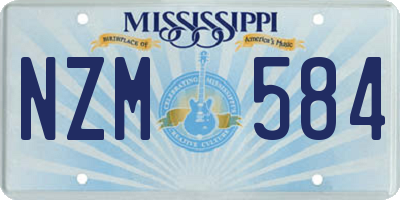 MS license plate NZM584