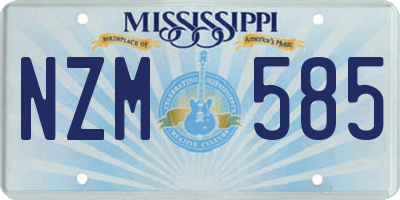 MS license plate NZM585