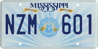 MS license plate NZM601