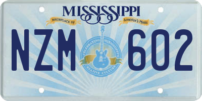 MS license plate NZM602