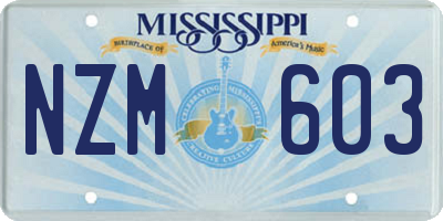 MS license plate NZM603