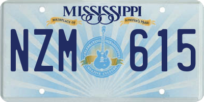 MS license plate NZM615