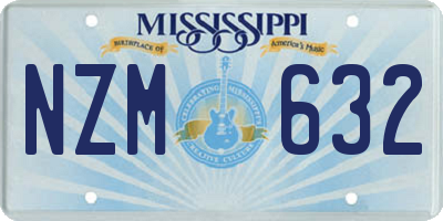 MS license plate NZM632