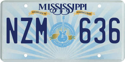 MS license plate NZM636