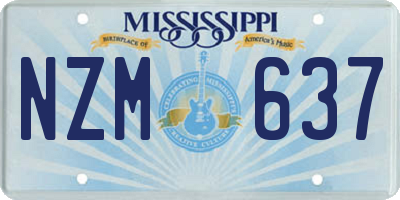 MS license plate NZM637