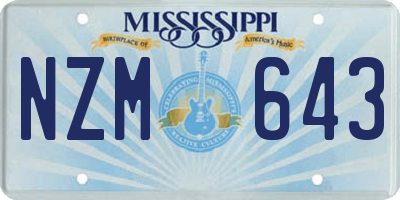MS license plate NZM643