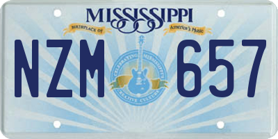 MS license plate NZM657
