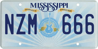 MS license plate NZM666