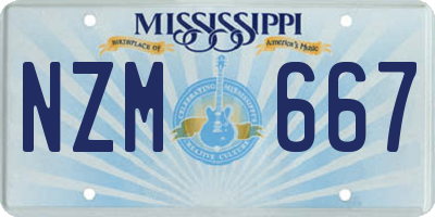 MS license plate NZM667