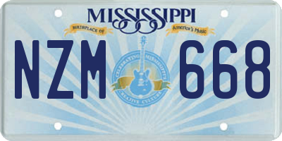 MS license plate NZM668