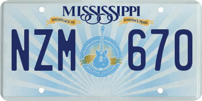 MS license plate NZM670