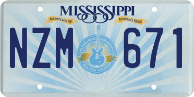 MS license plate NZM671