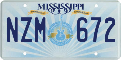 MS license plate NZM672