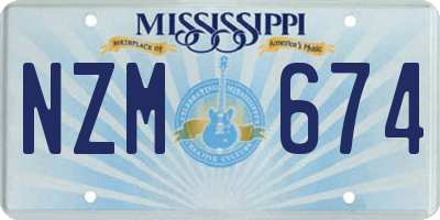MS license plate NZM674
