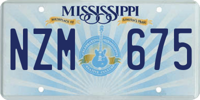 MS license plate NZM675