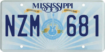 MS license plate NZM681