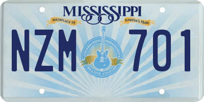 MS license plate NZM701