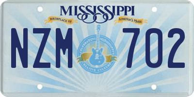MS license plate NZM702