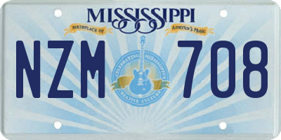 MS license plate NZM708