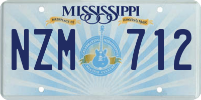 MS license plate NZM712